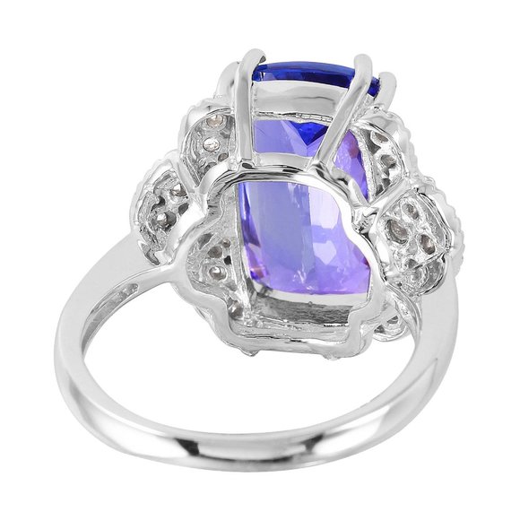 14KT White Gold 7.38ctw Tanzanite and Diamond Cocktail Ring Size 6.5 L1546 - Picture 4 of 6